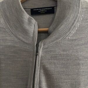 Charles Tyrwhitt Light Gray Zip-Up Sweater